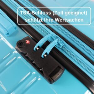 Blade Erweiterbares Handgepäck - Hartschalen Koffer Trolley - Leichter Reisekoffer Handgepäck aus ABS+PC mit TSA Schloss - 4 Spinner Räder Koffer- Rollkoffer (Blau-Pink-M) – Bild 5