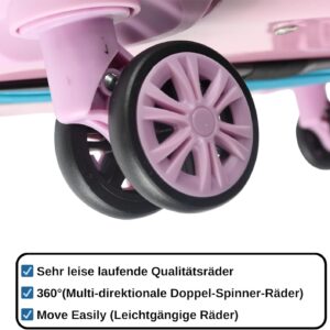 Blade Erweiterbares Handgepäck - Hartschalen Koffer Trolley - Leichter Reisekoffer Handgepäck aus ABS+PC mit TSA Schloss - 4 Spinner Räder Koffer- Rollkoffer (Blau-Pink-M) – Bild 7