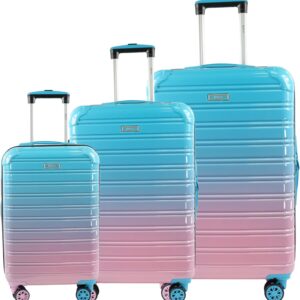 Blade Erweiterbares Handgepäck - Hartschalen Koffer Trolley - Leichter Reisekoffer Handgepäck aus ABS+PC mit TSA Schloss - 4 Spinner Räder Koffer- Rollkoffer (Blau-Pink-M) – Bild 9