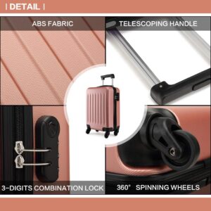 KONO Koffer Reisekoffer Handgepäck Trolley Hartschale ABS Gepäck 4 Rollen Spinner Rollenkoffer (Nude, Klein Koffer) – Bild 3