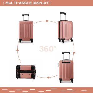 KONO Koffer Reisekoffer Handgepäck Trolley Hartschale ABS Gepäck 4 Rollen Spinner Rollenkoffer (Nude, Klein Koffer) – Bild 5