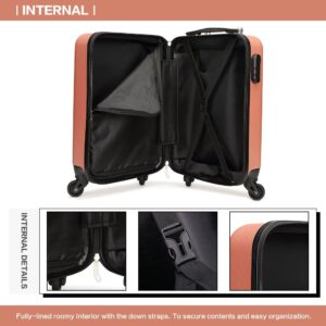 KONO Koffer Reisekoffer Handgepäck Trolley Hartschale ABS Gepäck 4 Rollen Spinner Rollenkoffer (Nude, Klein Koffer) – Bild 6