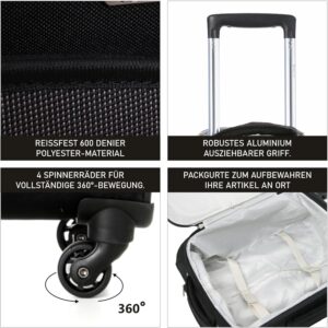 Aerolite 55cm Leichter 4 Rollen Handgepäck Trolley Koffer Bordgepäck Reisekoffer Gepäck Genehmigt für Lufthansa, Eurowings, Ryanair, Easyjet und viele mehr, Schwarz/Grau – Bild 3