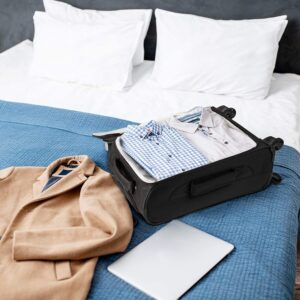 Aerolite 55cm Leichter 4 Rollen Handgepäck Trolley Koffer Bordgepäck Reisekoffer Gepäck Genehmigt für Lufthansa, Eurowings, Ryanair, Easyjet und viele mehr, Schwarz/Grau – Bild 6