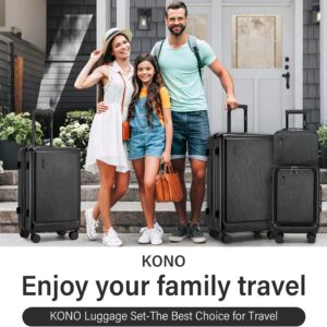 Kono Hartschale Koffer Reisekoffer ABS+PC Trolley Handgepäck Koffer TSA-Schloß kabinenkoffer 4 Spinnerräder Rollkoffer & Teleskopgriff Suitcase – Bild 7