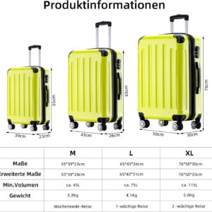 BEIBYE Zwillingsrollen 2048 Hartschale Trolley Koffer Reisekoffer Taschen Gepäck in M-L-XL-Set (Grün, M) – Bild 7
