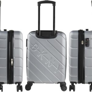 DKNY - Koffer Klein Handgepäck - Handgepäck Koffer 4 Rollen - Koffer Handgepäck 55x40x20 Leicht und Robust - Reisekoffer Klein aus Hochwertigen Materialien, Silber – Bild 3