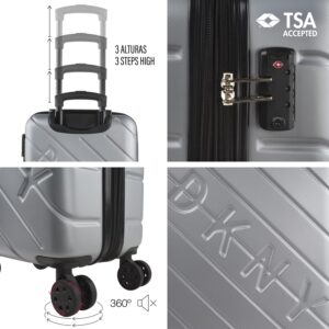 DKNY - Koffer Klein Handgepäck - Handgepäck Koffer 4 Rollen - Koffer Handgepäck 55x40x20 Leicht und Robust - Reisekoffer Klein aus Hochwertigen Materialien, Silber – Bild 5