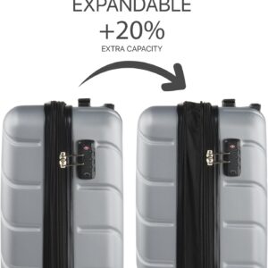 DKNY - Koffer Klein Handgepäck - Handgepäck Koffer 4 Rollen - Koffer Handgepäck 55x40x20 Leicht und Robust - Reisekoffer Klein aus Hochwertigen Materialien, Silber – Bild 6