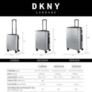 DKNY - Koffer Klein Handgepäck - Handgepäck Koffer 4 Rollen - Koffer Handgepäck 55x40x20 Leicht und Robust - Reisekoffer Klein aus Hochwertigen Materialien, Silber – Bild 7