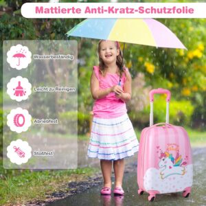 DREAMADE 2 TLG. Kinderkoffer & Rucksack, 16” +12” Kinderkofferset, Kindertrolley Kindergepäck, Handgepäck Reisegepäck Hartschalenkoffer für Kinder (Einhorn, 16 Zoll +12 Zoll) – Bild 4