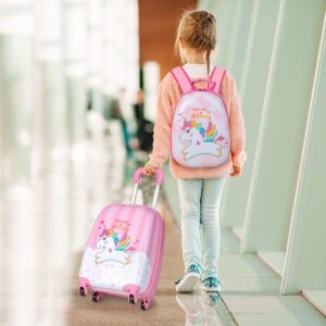 DREAMADE 2 TLG. Kinderkoffer & Rucksack, 16” +12” Kinderkofferset, Kindertrolley Kindergepäck, Handgepäck Reisegepäck Hartschalenkoffer für Kinder (Einhorn, 16 Zoll +12 Zoll) – Bild 8