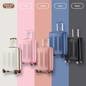 KONO Koffer Trolleys Mittelgroß 65cm Hartschalenkoffer Erweiterbar Mittelgroß leicht Reisekoffer mit 4 Rollen und TSA-Schloss, 65x43.5x25cm, 63L, Nude – Bild 9