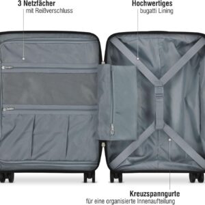 bugatti Hera Hartschalen-Koffer S mit 4-Rollen, Leichter Reise-Koffer aus PP Light, Handgepäck-Trolley, hellgrau – Bild 3