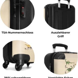 NoBoringSuitcases.com® Kinderkoffer Geschenk Junge Handgepäck Koffer Klein Hartschalenkoffer Trolli Kinder - Dino - Alphabet - Retro - Braun - Trolley, 55x40x20 – Bild 7