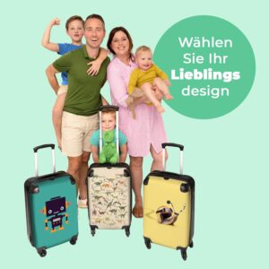 NoBoringSuitcases.com® Kinderkoffer Geschenk Junge Handgepäck Koffer Klein Hartschalenkoffer Trolli Kinder - Dino - Alphabet - Retro - Braun - Trolley, 55x40x20 – Bild 8