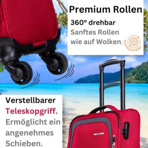 NOWI Korfu Weichschalen Trolley M – Leichter Stoff Koffer 30L mit 4 Doppelrollen & Zahlenschloss | Handgepäck Koffer 55x40x20 cm für Damen & Herren (rot, M) – Bild 4