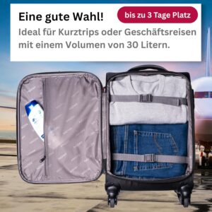 NOWI Korfu Weichschalen Trolley M – Leichter Stoff Koffer 30L mit 4 Doppelrollen & Zahlenschloss | Handgepäck Koffer 55x40x20 cm für Damen & Herren (rot, M) – Bild 7