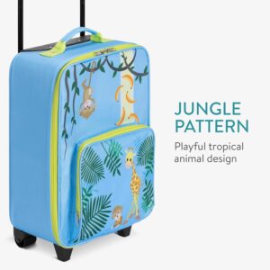 Navaris Kinder Trolley Koffer mit 2 Rollen - Kinderkoffer für Jungen und Mädchen - Leichter Reisekoffer Handgepäck mit Teleskopstange - Dschungel Design – Bild 3