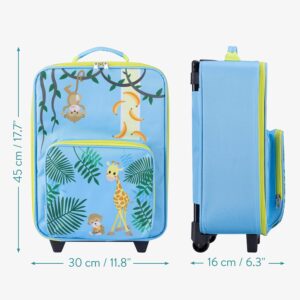 Navaris Kinder Trolley Koffer mit 2 Rollen - Kinderkoffer für Jungen und Mädchen - Leichter Reisekoffer Handgepäck mit Teleskopstange - Dschungel Design – Bild 4