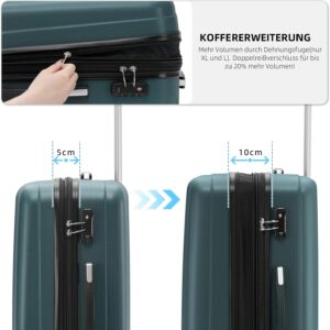 BEIBYE TSA-Schloß 2080 Gepäck Zwillingsrollen Reisekoffer Koffer Trolley Hartschale Dehnungsfuge (Dunkelgreen, L) – Bild 3