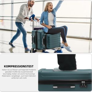 BEIBYE TSA-Schloß 2080 Gepäck Zwillingsrollen Reisekoffer Koffer Trolley Hartschale Dehnungsfuge (Dunkelgreen, L) – Bild 6
