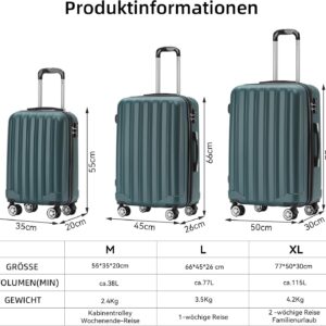 BEIBYE TSA-Schloß 2080 Gepäck Zwillingsrollen Reisekoffer Koffer Trolley Hartschale Dehnungsfuge (Dunkelgreen, L) – Bild 8