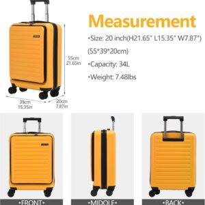 TydeCkare 20" Handgepäck mit Laptopfach, 55x40x20cm, Airline Kompatibel, 34L Hartschalenkoffer Klein, Leicht, 4 Rollen, mit TSA Schloss, Orange – Bild 4