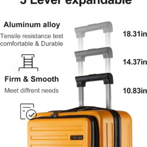 TydeCkare 20" Handgepäck mit Laptopfach, 55x40x20cm, Airline Kompatibel, 34L Hartschalenkoffer Klein, Leicht, 4 Rollen, mit TSA Schloss, Orange – Bild 8