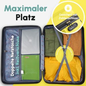 Easy Move ABS Hartschalenkoffer - Ergonomisch & Sicher - Kleiner Trolley Koffer mit 360° Rädern, Zahlen-Schloss - Rollkoffer, Reisekoffer Klein (Gelb, 54cm) – Bild 4
