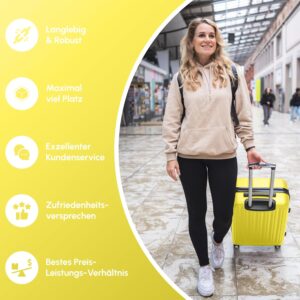 Easy Move ABS Hartschalenkoffer - Ergonomisch & Sicher - Kleiner Trolley Koffer mit 360° Rädern, Zahlen-Schloss - Rollkoffer, Reisekoffer Klein (Gelb, 54cm) – Bild 6