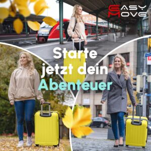 Easy Move ABS Hartschalenkoffer - Ergonomisch & Sicher - Kleiner Trolley Koffer mit 360° Rädern, Zahlen-Schloss - Rollkoffer, Reisekoffer Klein (Gelb, 54cm) – Bild 7