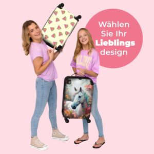 NoBoringSuitcases.com® Kinderkoffer Koffer Mädchen Trolley Handgepäck Hartschalenkoffer Klein Geschenk - Kinder - Pferde - Weiß - Kinder Koffer Madchen Koffer klein, 55x40x20 – Bild 8