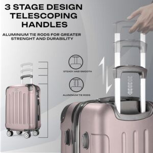 POSH Hartschalenkoffer Koffer & trolleys rollkoffer handgepäck reisekoffer mit Rollen | Koffer groß, mittelgroß, klein ABS | Leichter Kofferset 3 teilig im M-L-XL (Puderrosa, L) – Bild 5
