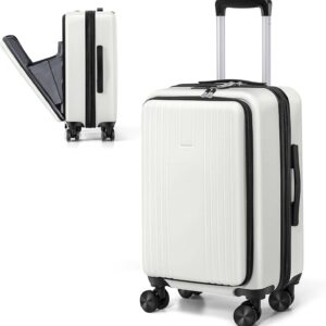 ChaCool Hartschalen-Koffer 38×26×57.5 cm mit Laptop-Fach, ABS-Material, TSA-Schloss, Robustes und Leichtes Reisegepäck,Weiß