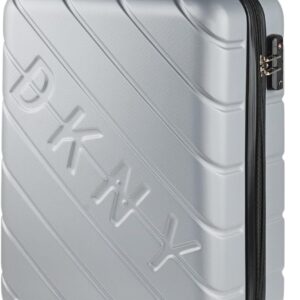 DKNY - Koffer Klein Handgepäck - Handgepäck Koffer 4 Rollen - Koffer Handgepäck 55x40x20 Leicht und Robust - Reisekoffer Klein aus Hochwertigen Materialien, Silber