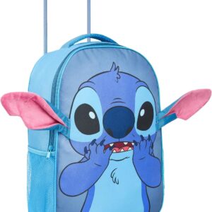 Disney Stitch Kinder Koffer Jungs und Mädchen Faltbarer Trolley mit 2 Rollen Handgepäck Reisekoffer für Urlaub Reisen 43x30x14cm