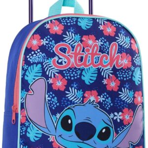 Disney Stitch Koffer Kinder, Faltbarer Trolley Handgepäck Leicht 39 x 27 cm 10.5 Liter, 2 Rollen & Ausziehbarem Griff