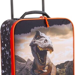 Fabrizio Kindertrolly Jungen Kinder Reise Trolly Kindergepäck Kinderkoffer Spielkoffer Handgepäck Kabinengepäck Trolley Dino T-Rex Dinosaurier 20582-0102 Schwarz Rot + Elefant