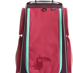 HABA Kinder-Schranktrolley Beere – Nachhaltiger Kinder-Koffer aus recyceltem Polyester, inkl. Schmutzwäschebeutel, 3 herausnehmbaren Böden, 4 Außentaschen und 4 Rollen – Ab 5 Jahren – 1442797001