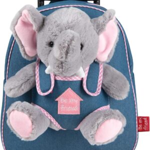 PERLETTI Plüschtier Kindergepäck Rucksack für Kinder - Kinderrucksack mit Abnehmbaren Rädern und Kuscheltier Spielzeug - Kindergarten Rollrucksack Kleinkinder 3 4 5 Jahren - 28x32x11 cm
