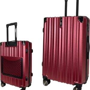 SIGN Hartschalenkoffer ReisetascheTrolley ABS Reisekoffer 360° Doppelrollen Zahlenschloss Modernes Design (Beautycase-Handgepäck-Mittel-Groß-Set) (Rot, Mittlerer Koffer (65cm))