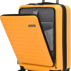 TydeCkare 20" Handgepäck mit Laptopfach, 55x40x20cm, Airline Kompatibel, 34L Hartschalenkoffer Klein, Leicht, 4 Rollen, mit TSA Schloss, Orange