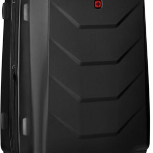 WENGER Prymo Medium Hartschalenkoffer mit 4 Rollen, Trolley, Mittelgroß, 59 (67) l, Sicherheitsschloss, Damen Herren, Reisen Urlaub, Schwarz, 612537