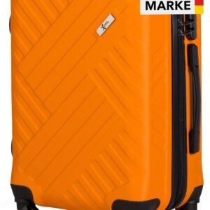 Xonic Design Reisekoffer - ABS Hartschalen Koffer mit 360° Leichtlauf-Rollen - hochwertiger Trolley mit Zahlenschloss in M-L-XL oder Set (Orange, M)