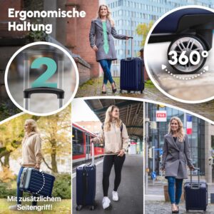 Easy Move ABS Hartschalenkoffer - Ergonomisch & Sicher - Mittelgroßer Trolley Koffer mit 360° Rädern, Zahlen-Schloss - Rollkoffer, Reisekoffer Medium (Dark Blue, 65cm) – Bild 3
