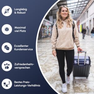 Easy Move ABS Hartschalenkoffer - Ergonomisch & Sicher - Mittelgroßer Trolley Koffer mit 360° Rädern, Zahlen-Schloss - Rollkoffer, Reisekoffer Medium (Dark Blue, 65cm) – Bild 6
