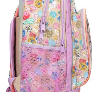 Depesche 13286 TOPModel Girl Power - Schulrucksack Trolley in Lila und Beige, mit Model Motiv und bunten Patches, Schultasche mit Teleskopgriff und Rollen – Bild 3