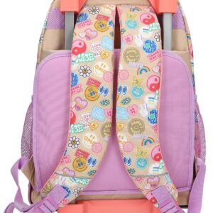 Depesche 13286 TOPModel Girl Power - Schulrucksack Trolley in Lila und Beige, mit Model Motiv und bunten Patches, Schultasche mit Teleskopgriff und Rollen – Bild 6
