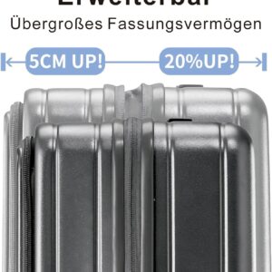 yuweijie Koffer Trolleys Leicht ABS+ PC Handgepäck Hartschalen-Koffer Trolley Rollkoffer Reisekoffer Erweiterbar, TSA, 4 Rollen, L-70CM, Schwarz – Bild 4